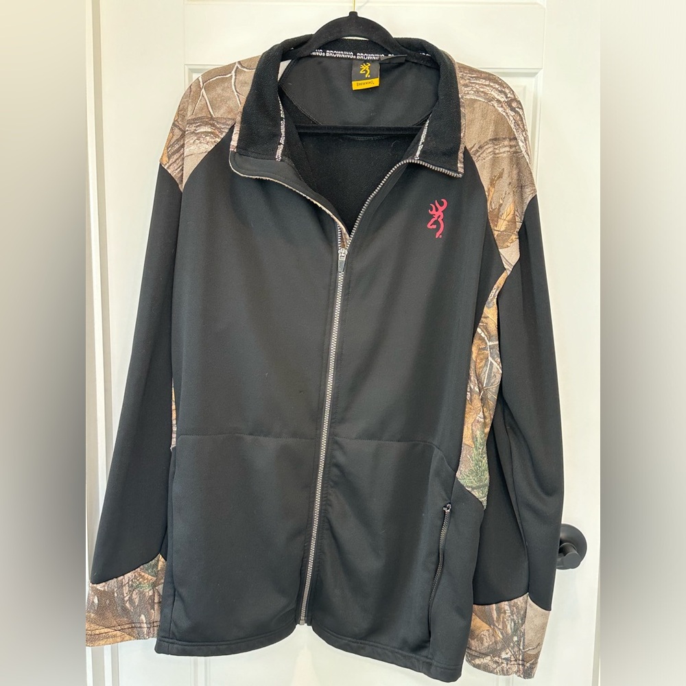 Men’s Browning Full Zip Black & Camo Jacket Size XL